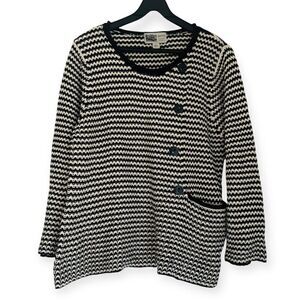 Habitat Black/White Cotton Knit Sweater Size Large